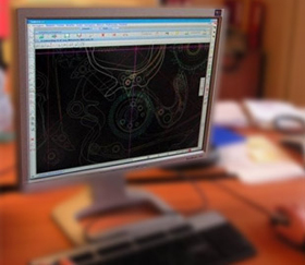 Prototype CAD image on computer screen Prototype CAD image on computer screen